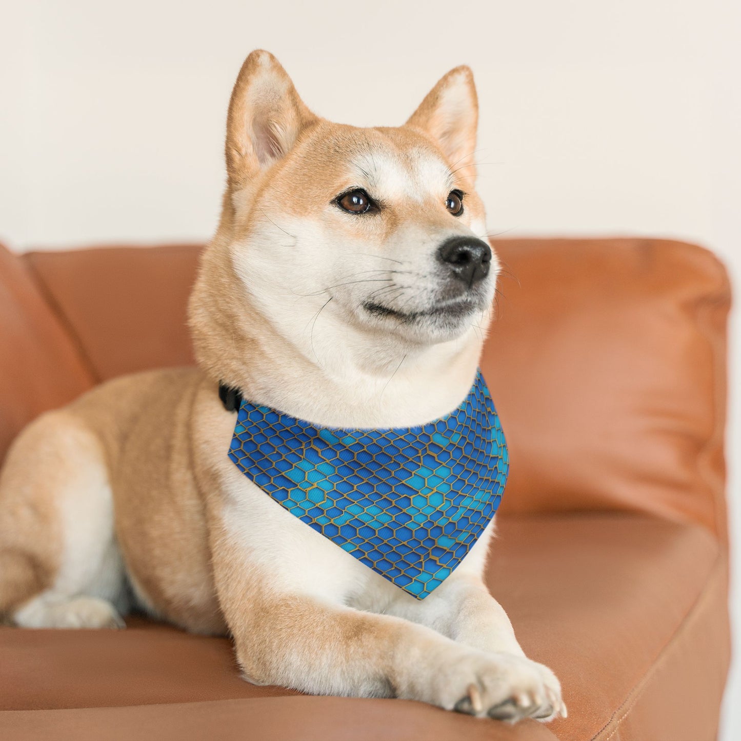 Hexagonal Harmony Pet Bandana Collar