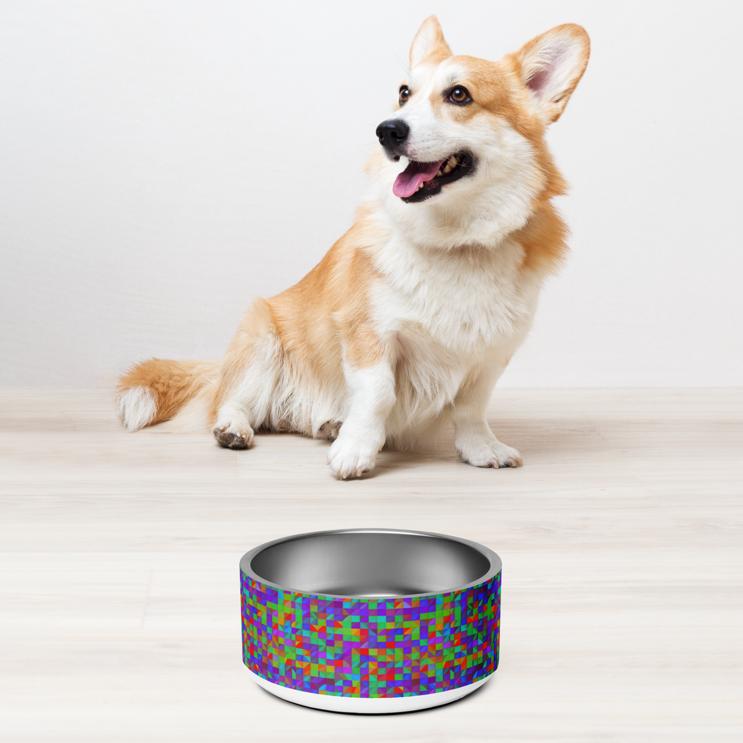 Prism Patterns Stainless Steel Pet Bowl