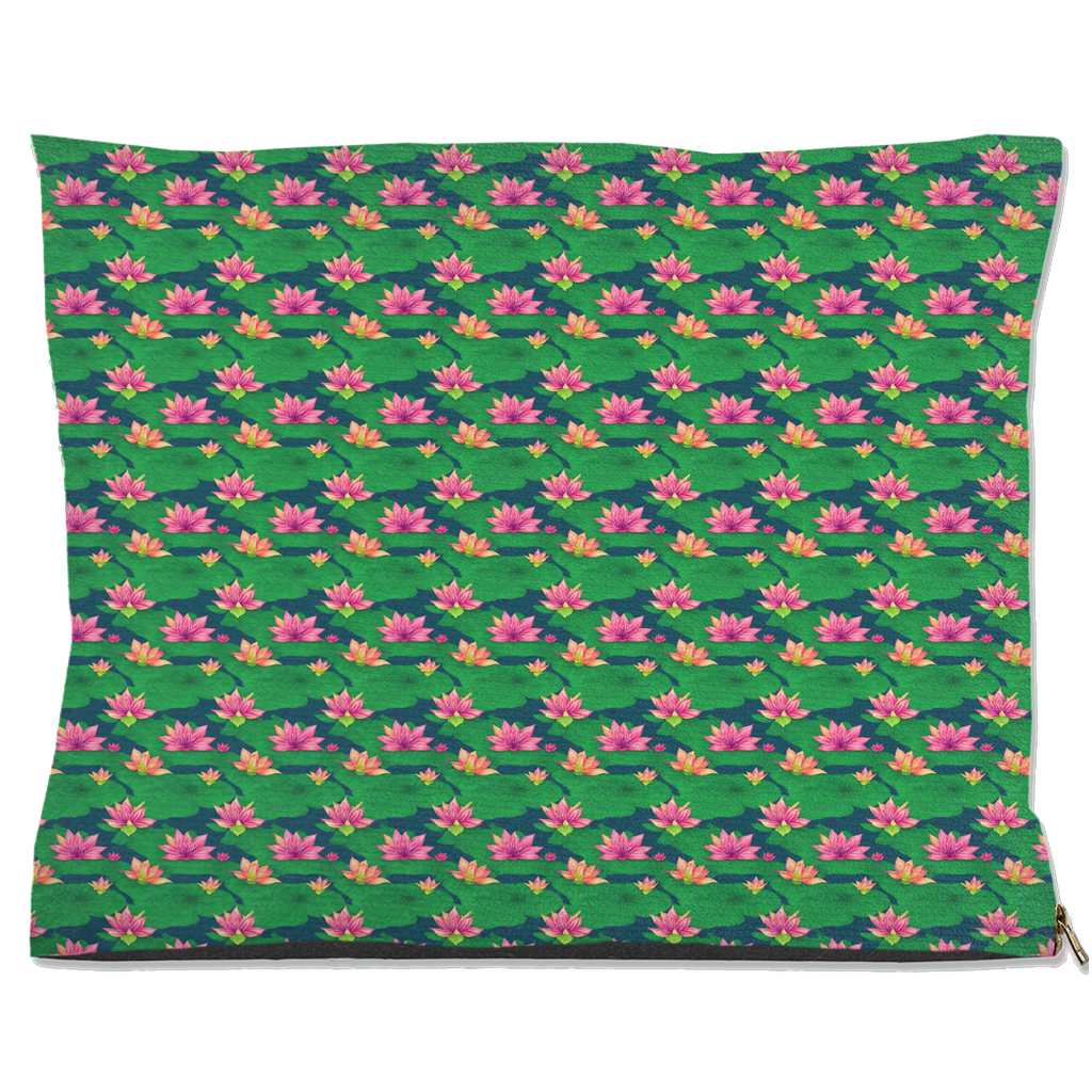 Hot Pink Lotus Flower Pattern Pet Bed