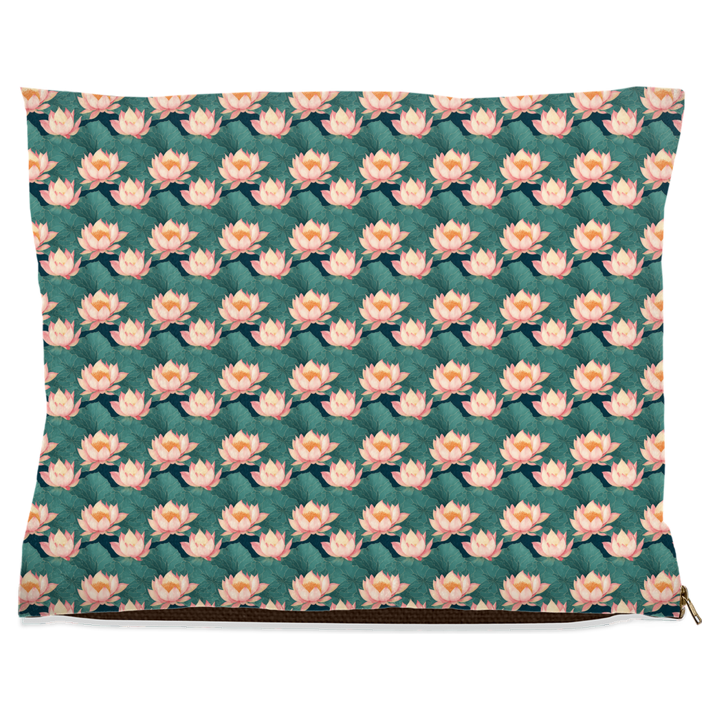 Pink Lotus Flower Pattern Pet Bed