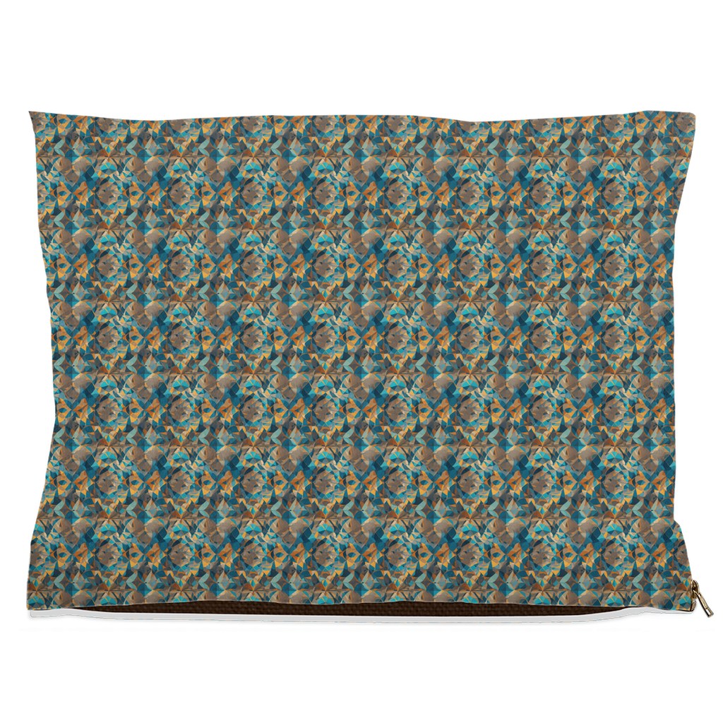 Gold & Teal Geometric Pattern Pet Bed