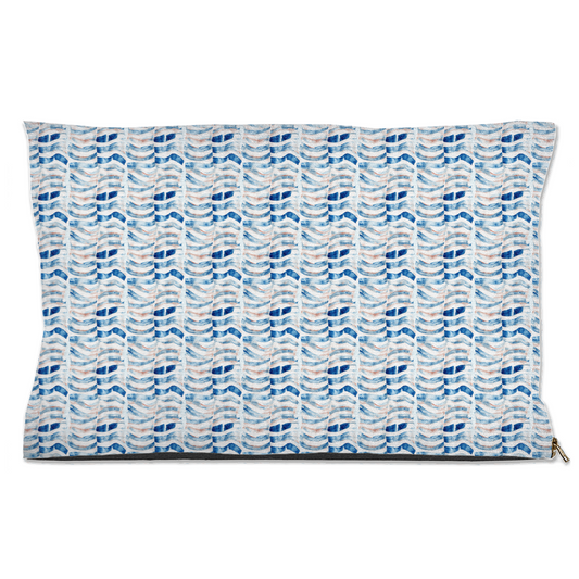 Blue & Gold Wave Watercolor Pattern Pet Bed