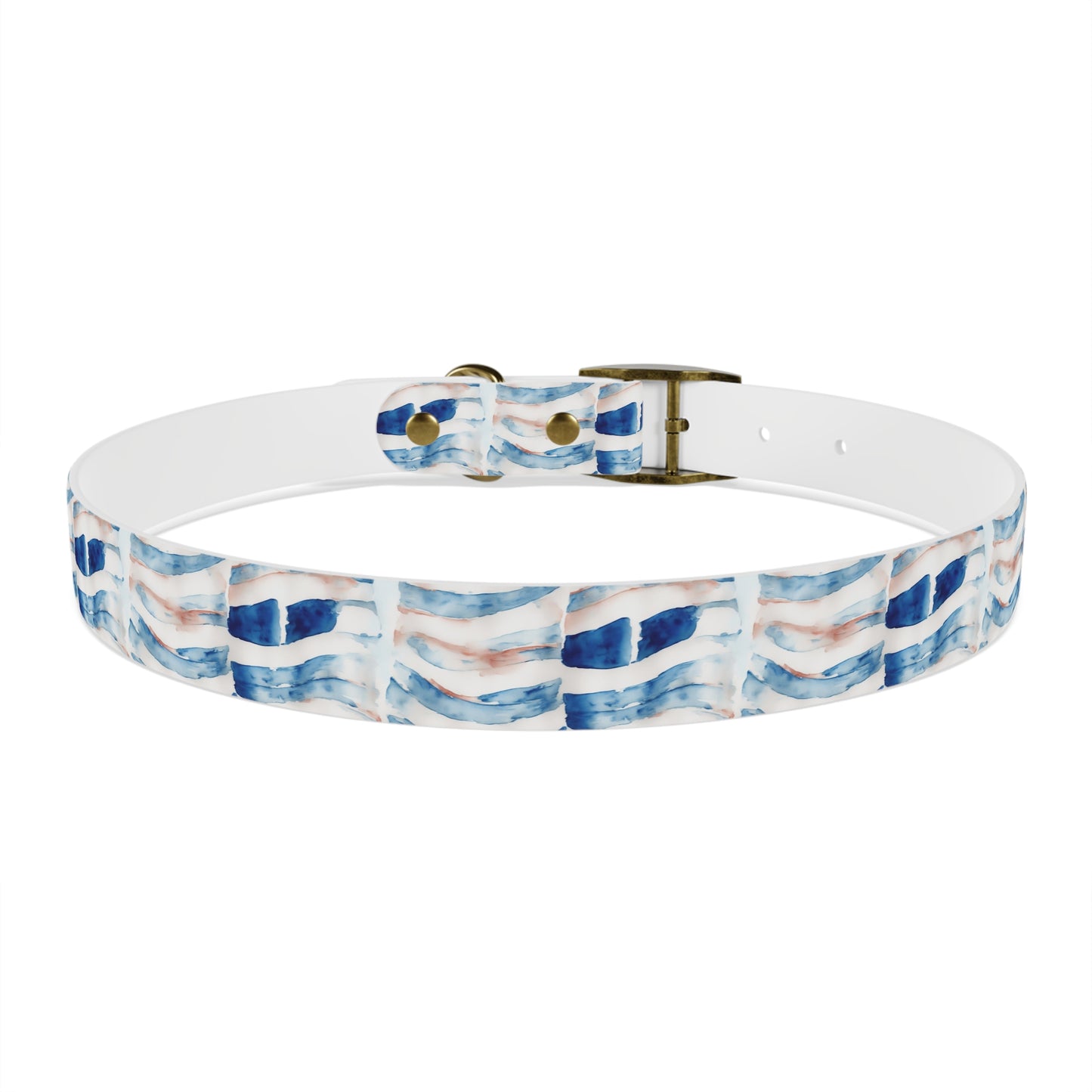 Blue & Gold Wave Watercolor Pattern Dog Collar