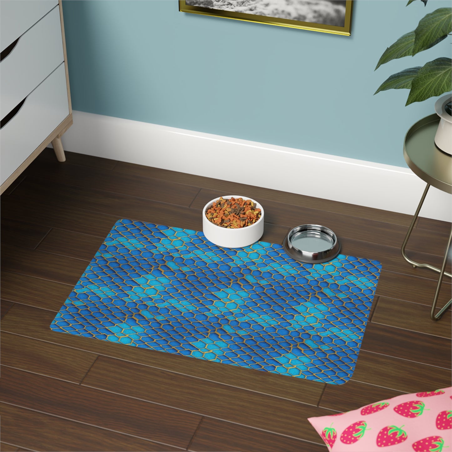 Hexagonal Harmony Pet Food Mat (12x18)