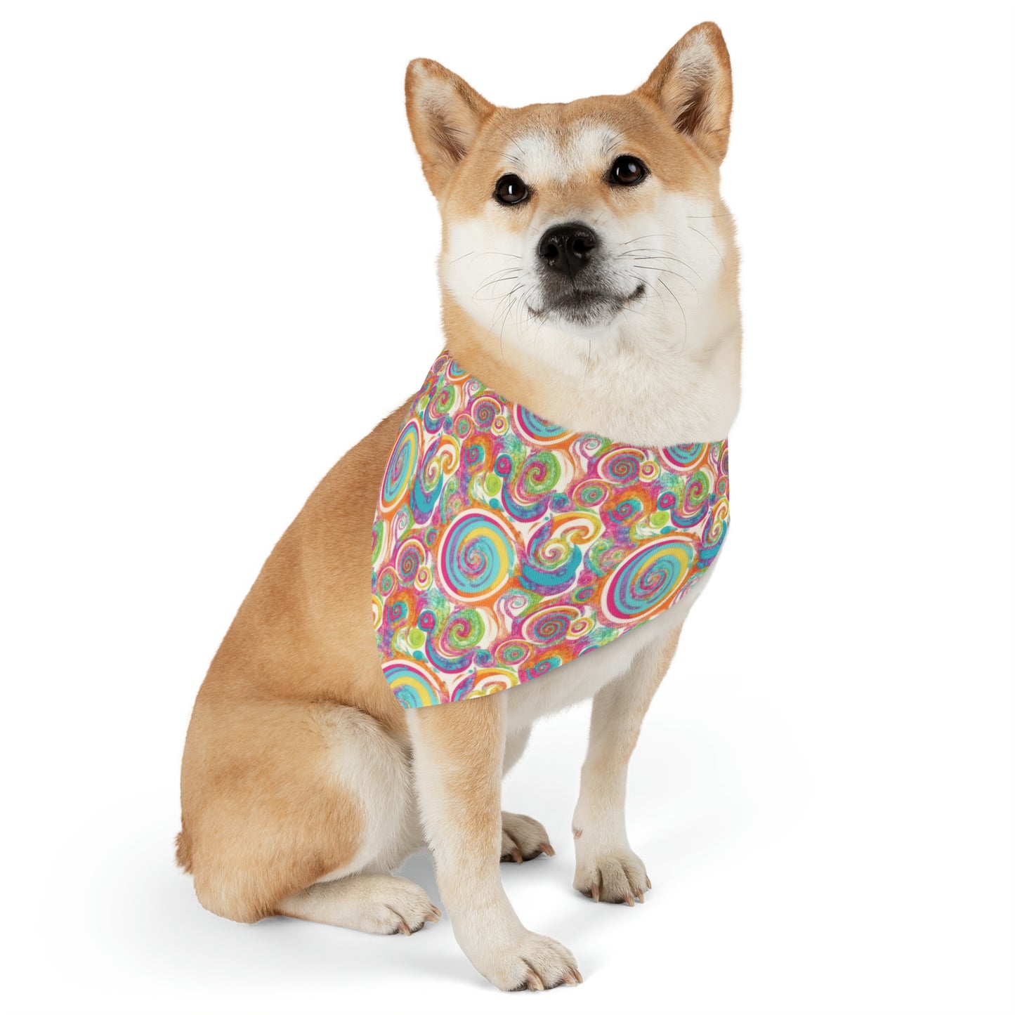 Bright & Colorful Lollypop Swirls Watercolor Pattern Pet Bandana Collar