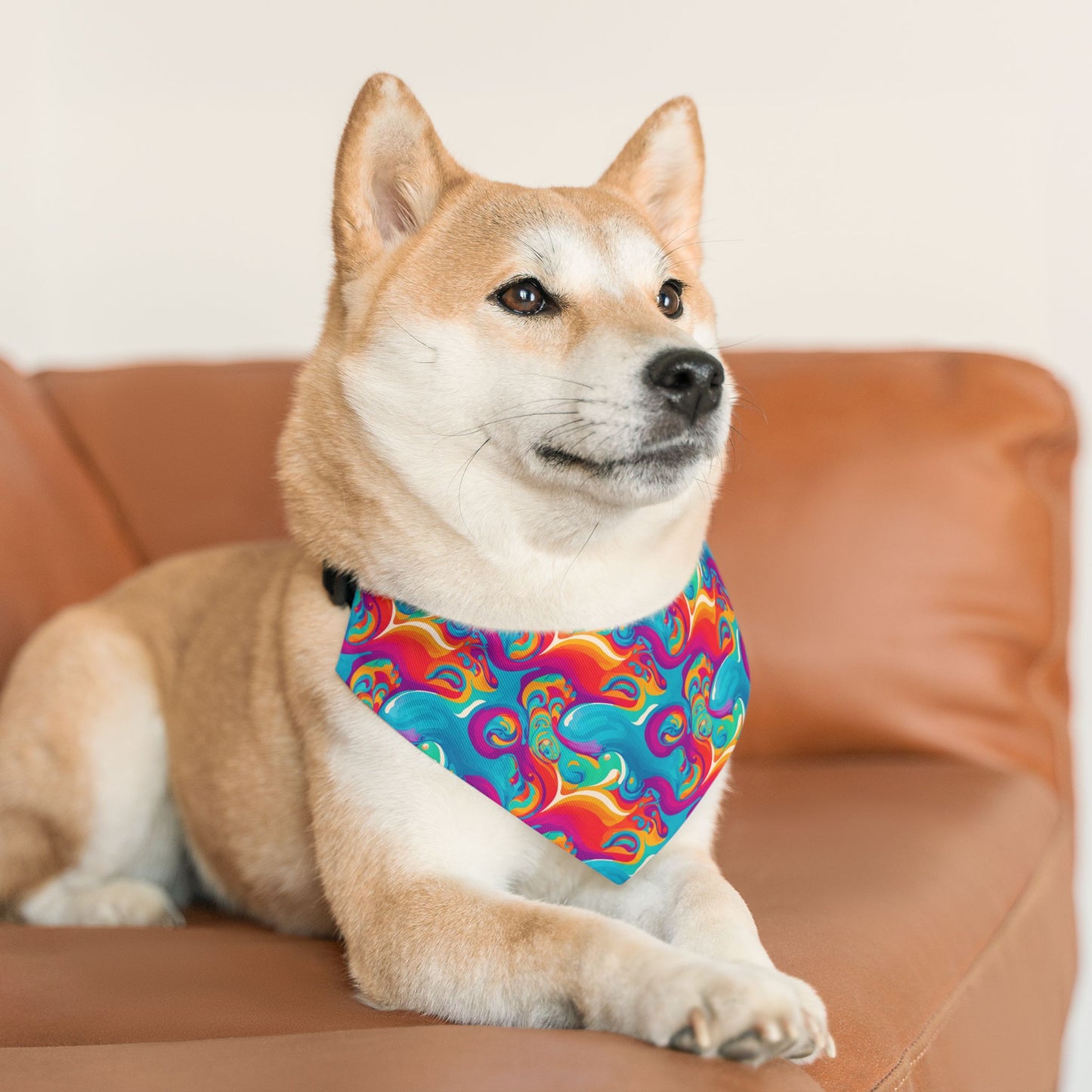 Rainbow Ripple Pet Bandana Collar