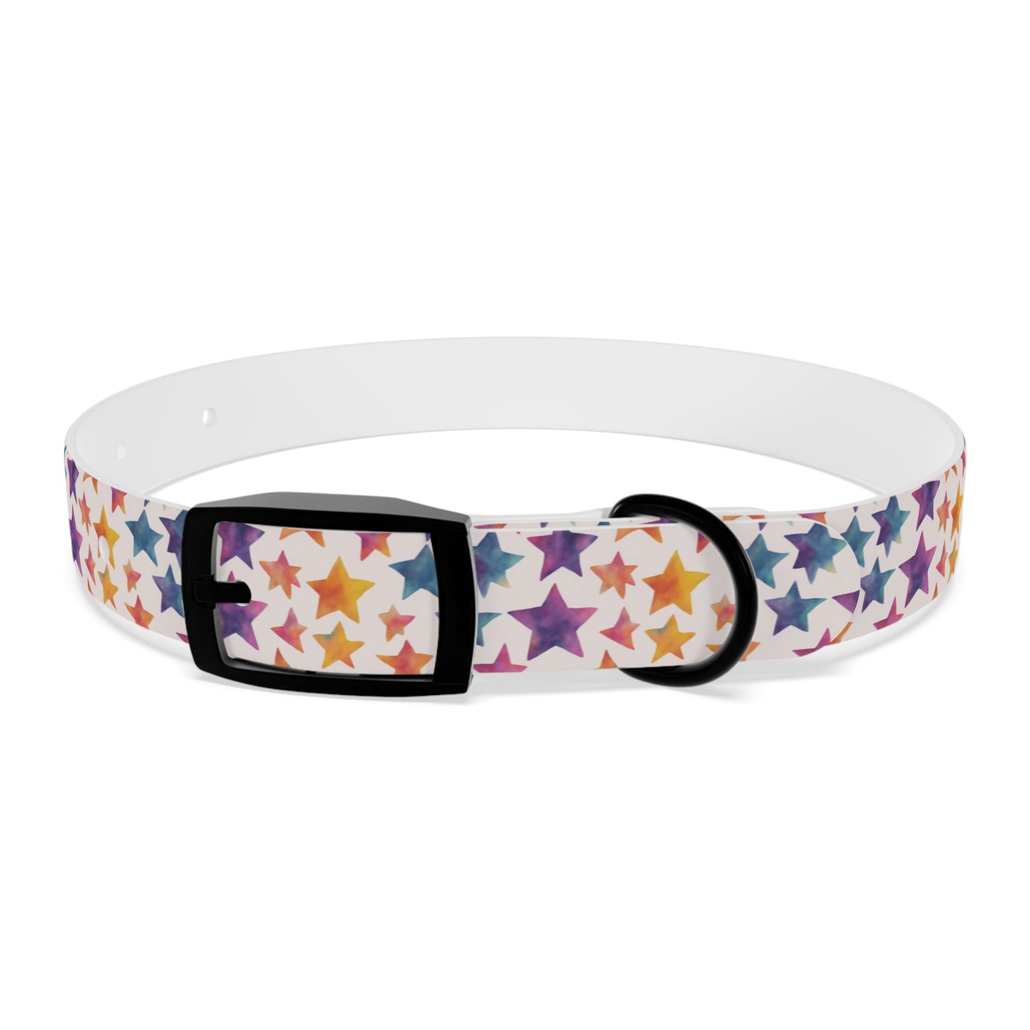 Colorful Stars Watercolor Pattern Dog Collar