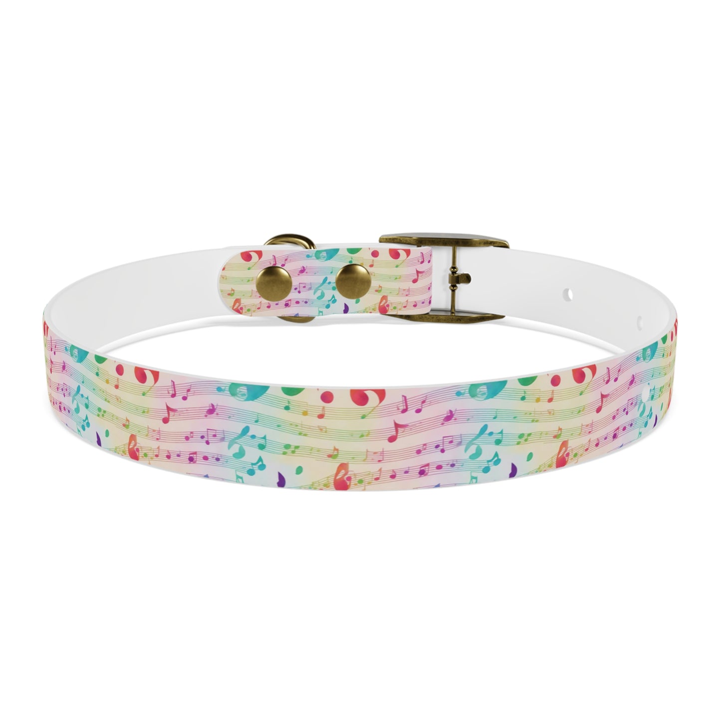 Colorful Rainbow Music Note Watercolor Pattern Dog Collar