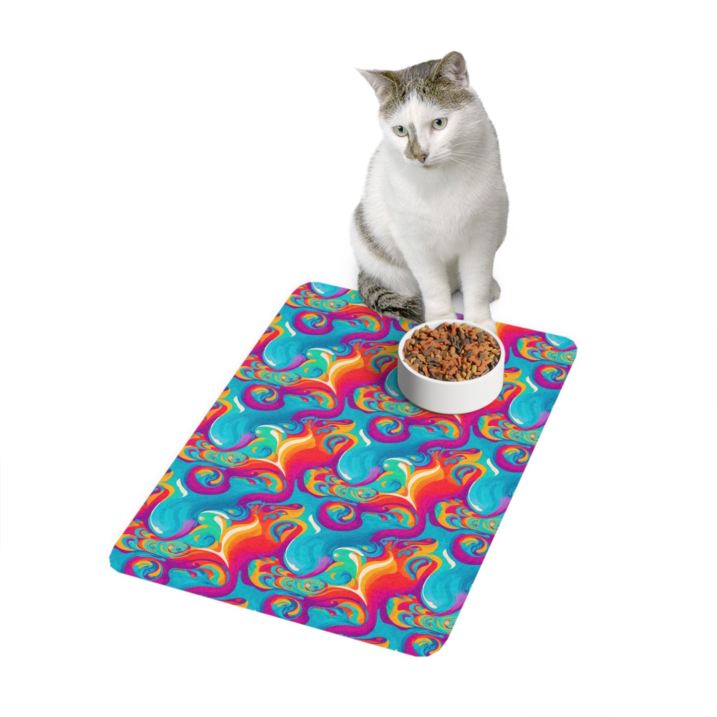 Rainbow Ripple Pet Food Mat (12x18)