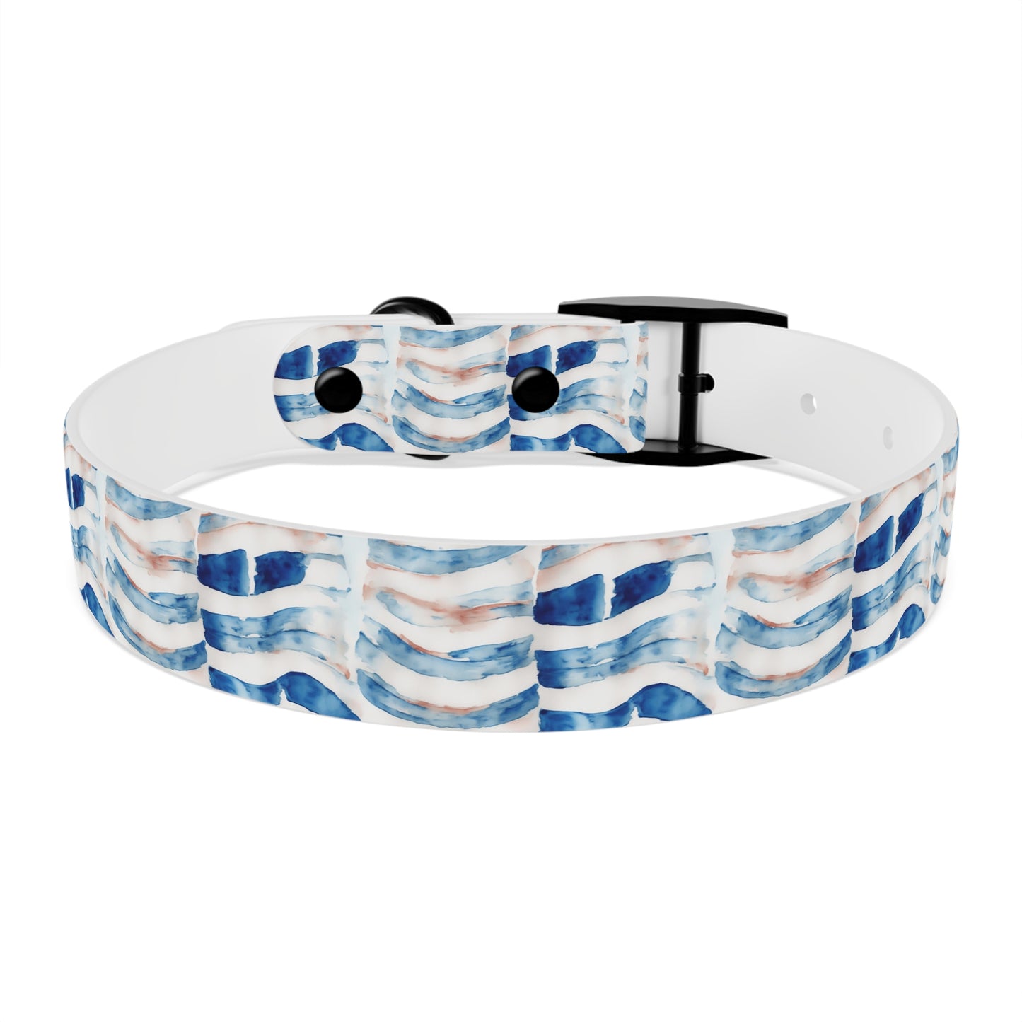 Blue & Gold Wave Watercolor Pattern Dog Collar