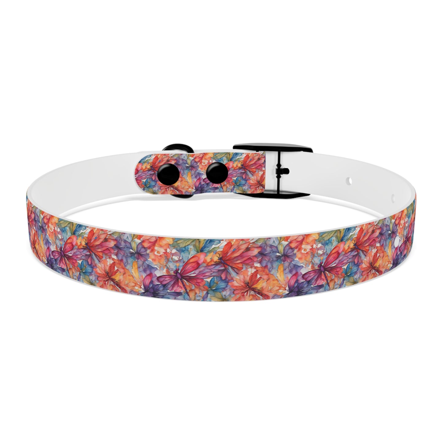 Colorful Dragonfly Watercolor Pattern Dog Collar