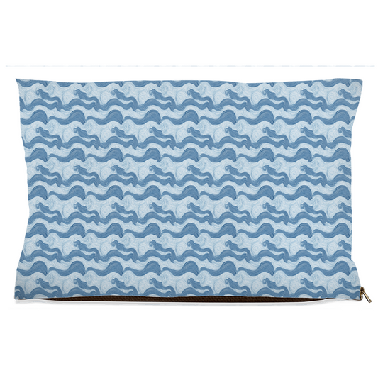 Shades of Blue Swirls & Waves Pattern Pet Bed