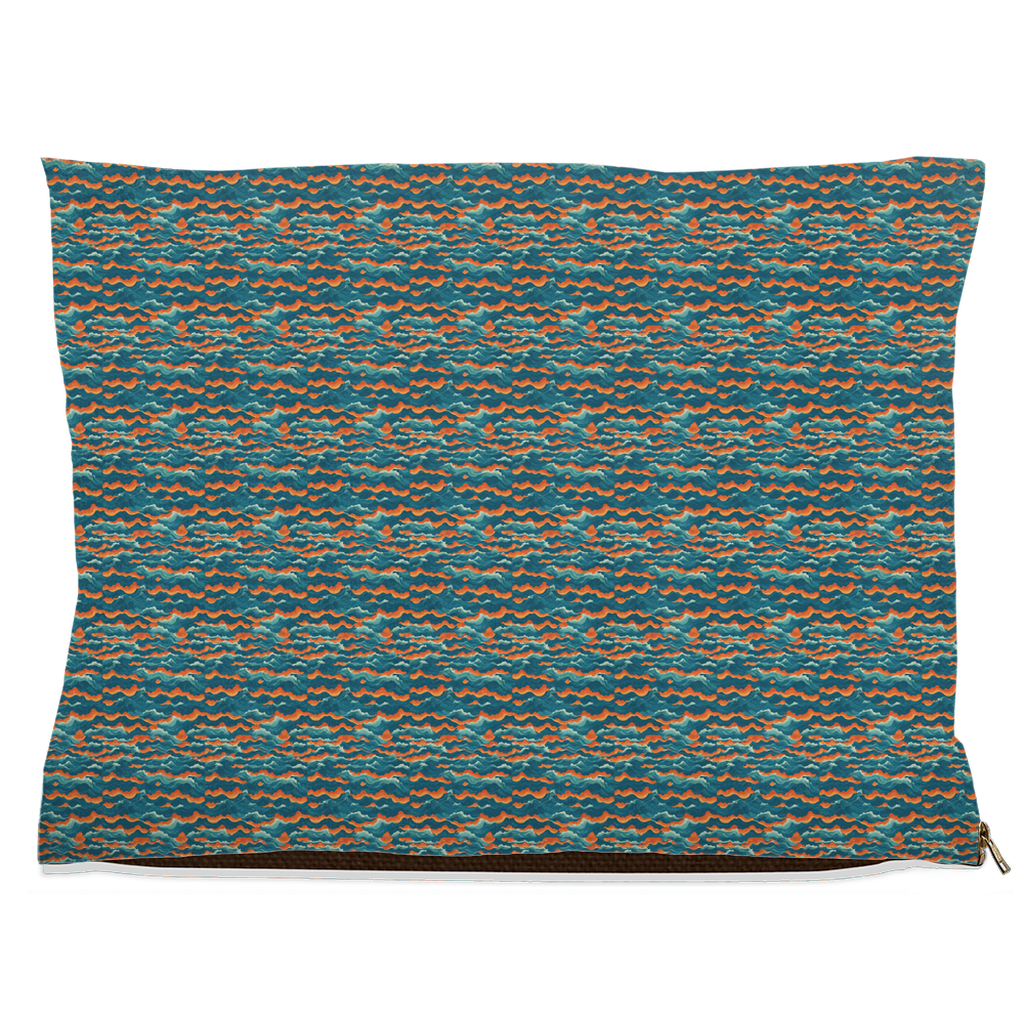 Orange & Blue Wave Pattern Pet Bed