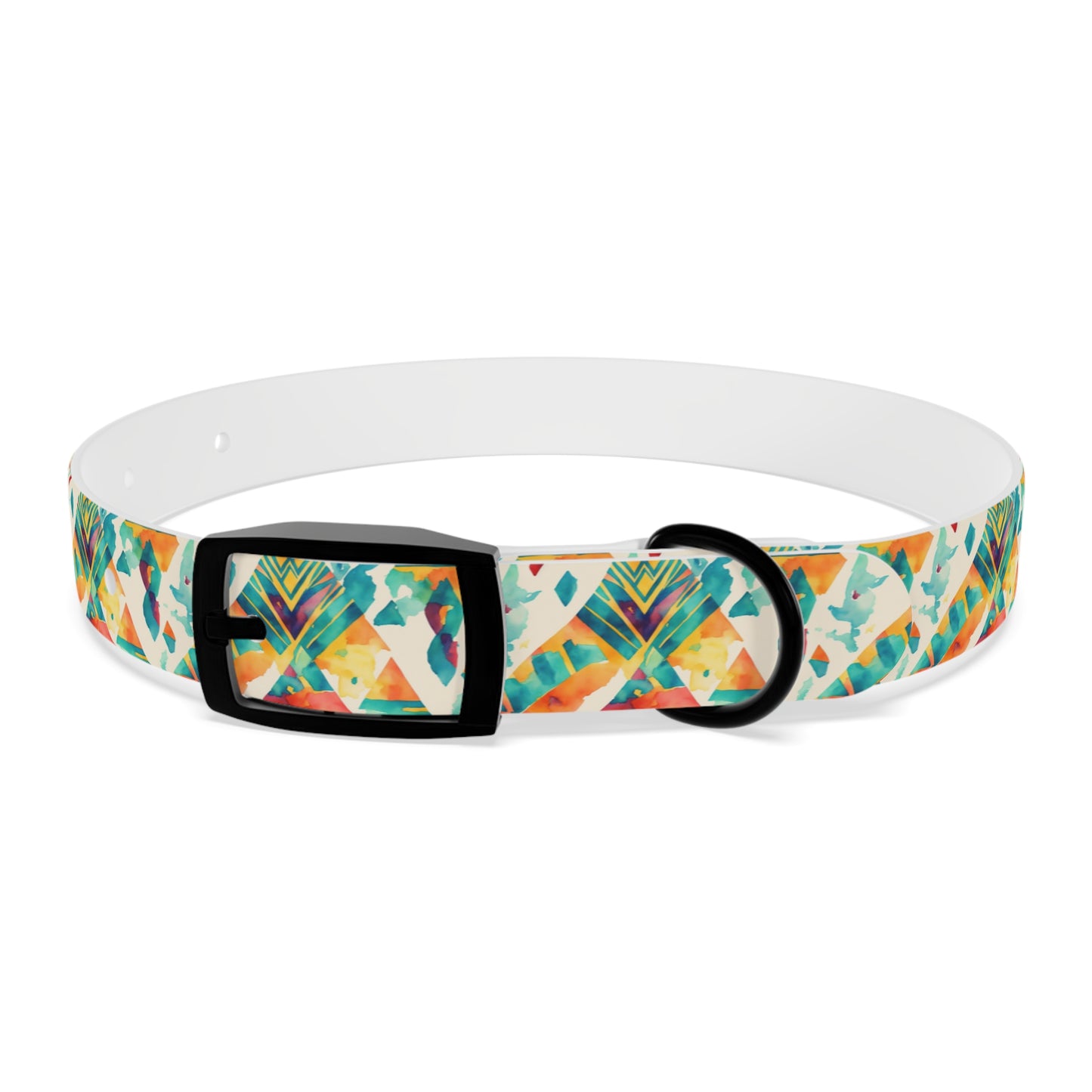 Colorful Geometric Triangle Tribal Watercolor Pattern Dog Collar
