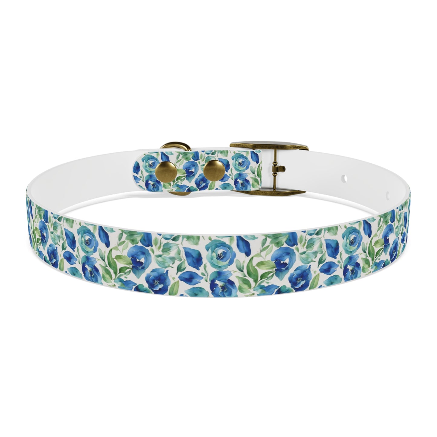 Blue & Green Floral Watercolor Pattern Dog Collar