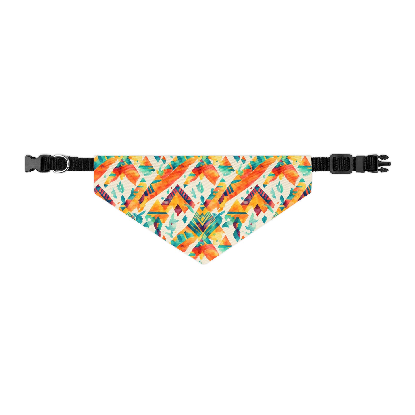 Colorful Geometric Triangle Tribal Watercolor Pattern Pet Bandana Collar