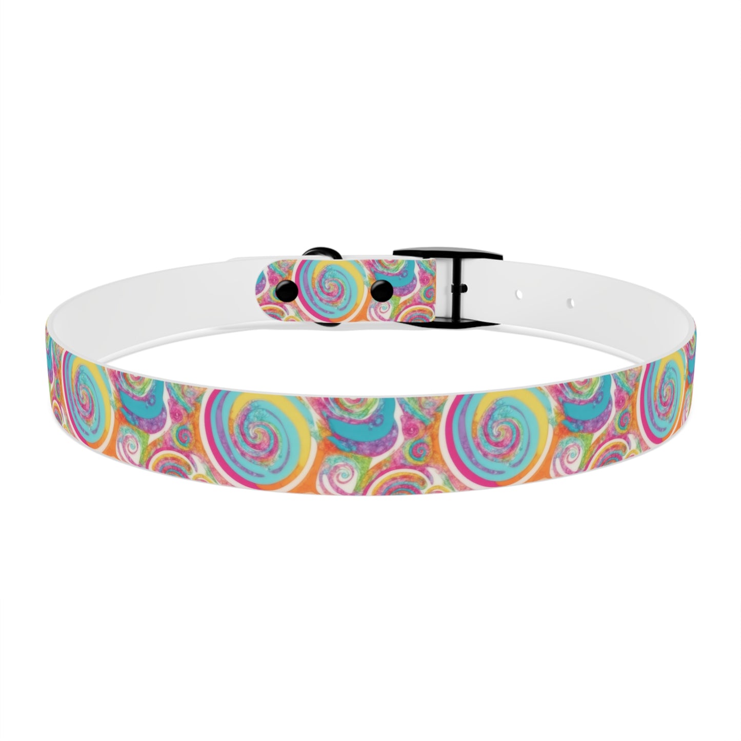 Bright & Colorful Lollypop Swirls Watercolor Pattern Dog Collar