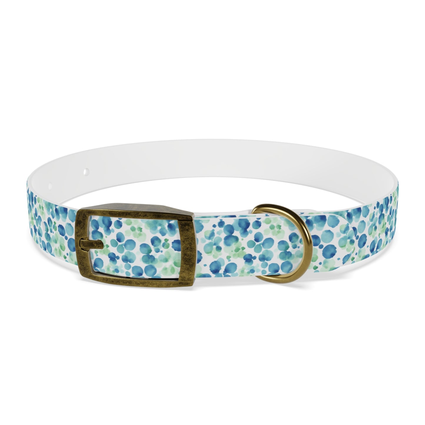 Blue & Green Water Drops Watercolor Pattern Dog Collar