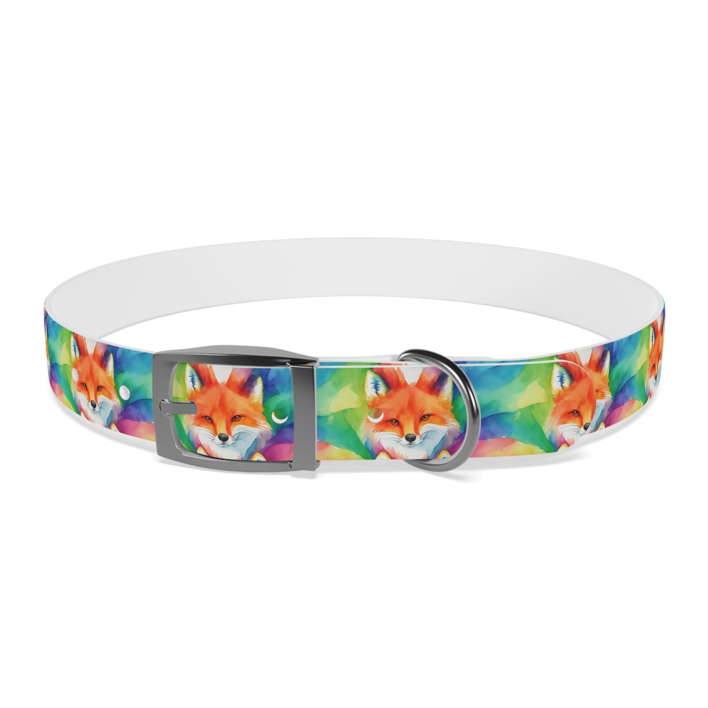 Colorful Fox Watercolor Pattern Dog Collar