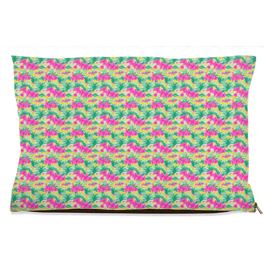 Tropical Hibiscus Flowers Pattern Pet Bed
