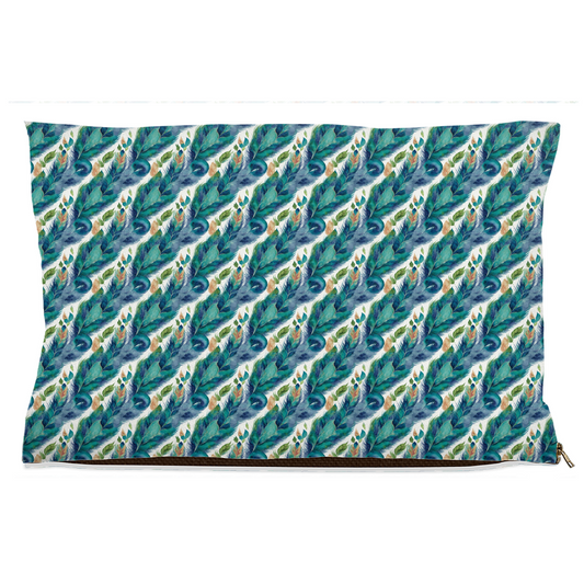 Peacock Feather Watercolor Pattern Pet Bed