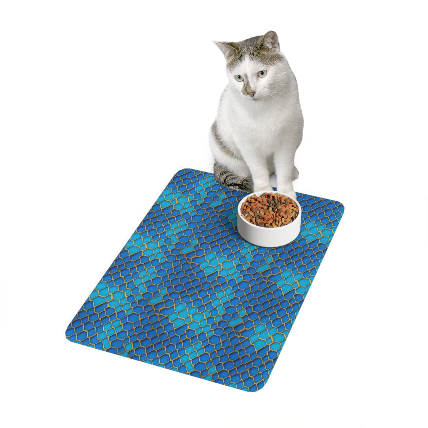 Hexagonal Harmony Pet Food Mat (12x18)