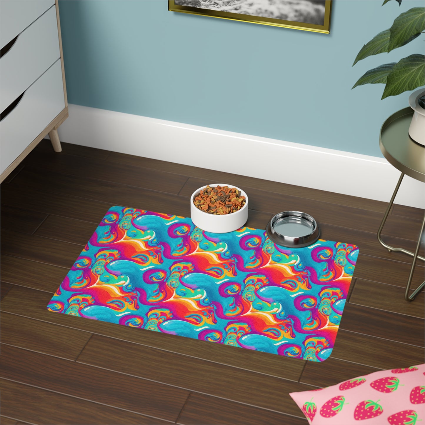 Rainbow Ripple Pet Food Mat (12x18)