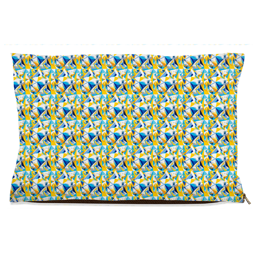 Blue & Yellow Geometric Polygon Pattern Pet Bed