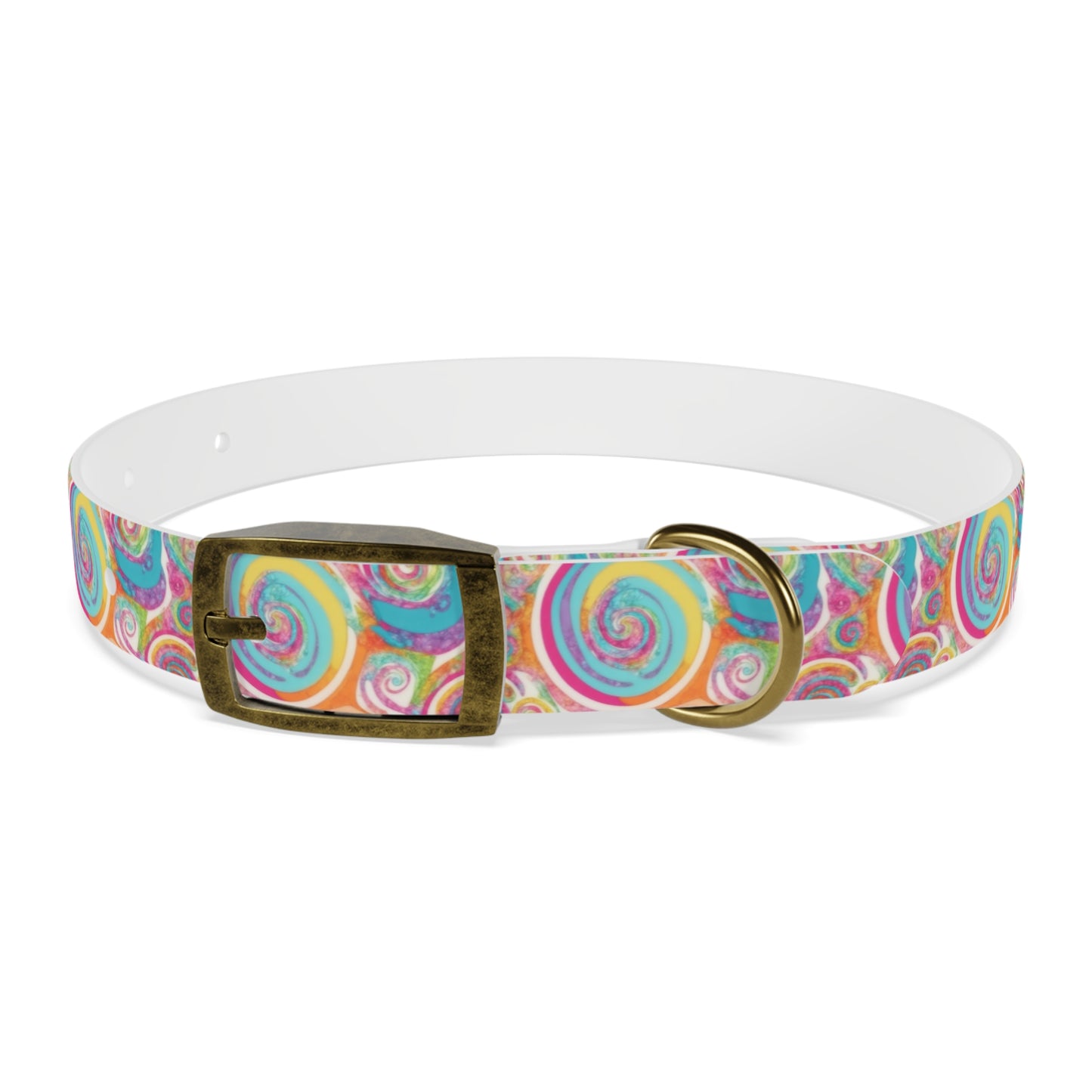 Bright & Colorful Lollypop Swirls Watercolor Pattern Dog Collar