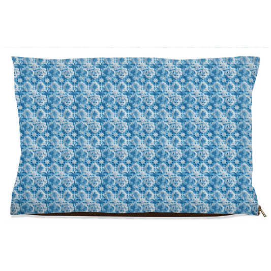 Blue & White Melting Flowers Pattern Pet Bed