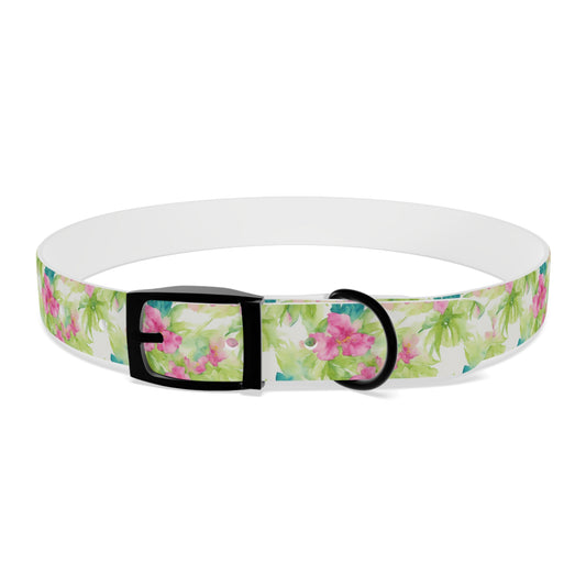 Tropical Floral Watercolor Pattern Dog Collar
