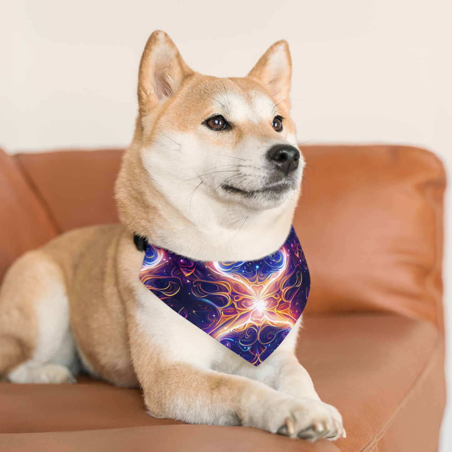 Neon Dreamscape Pet Bandana Collar