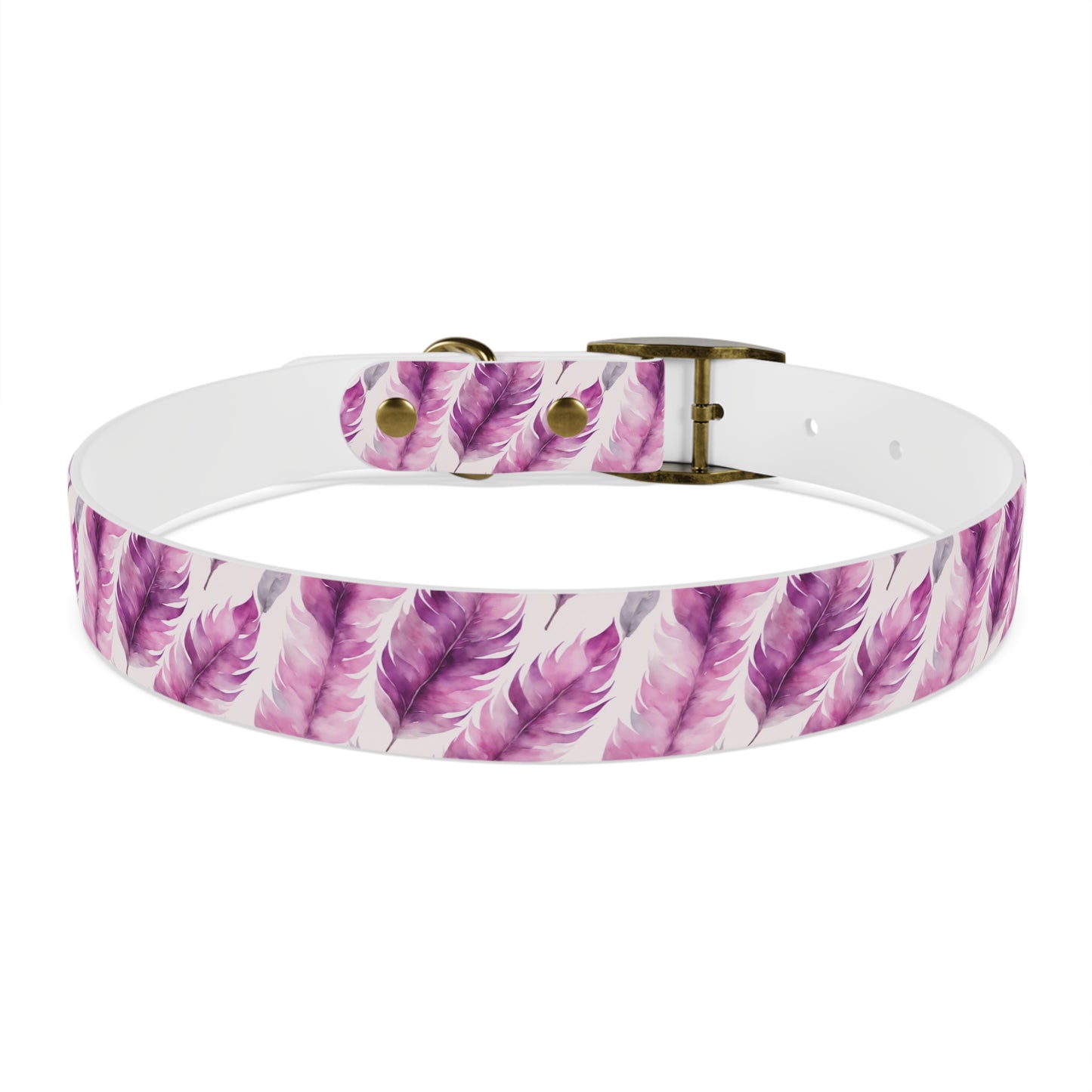 Purple Feather Watercolor Pattern Dog Collar