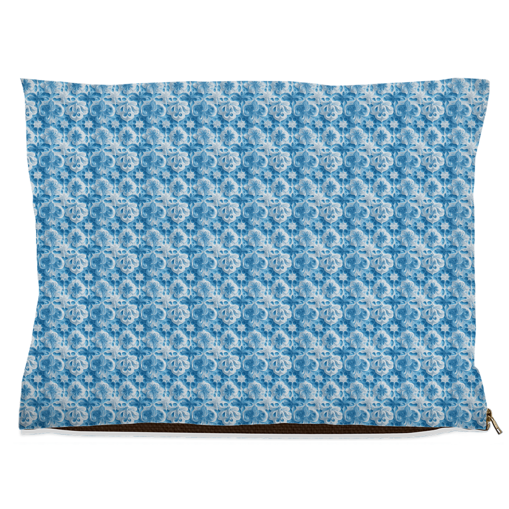 Blue & White Melting Flowers Pattern Pet Bed