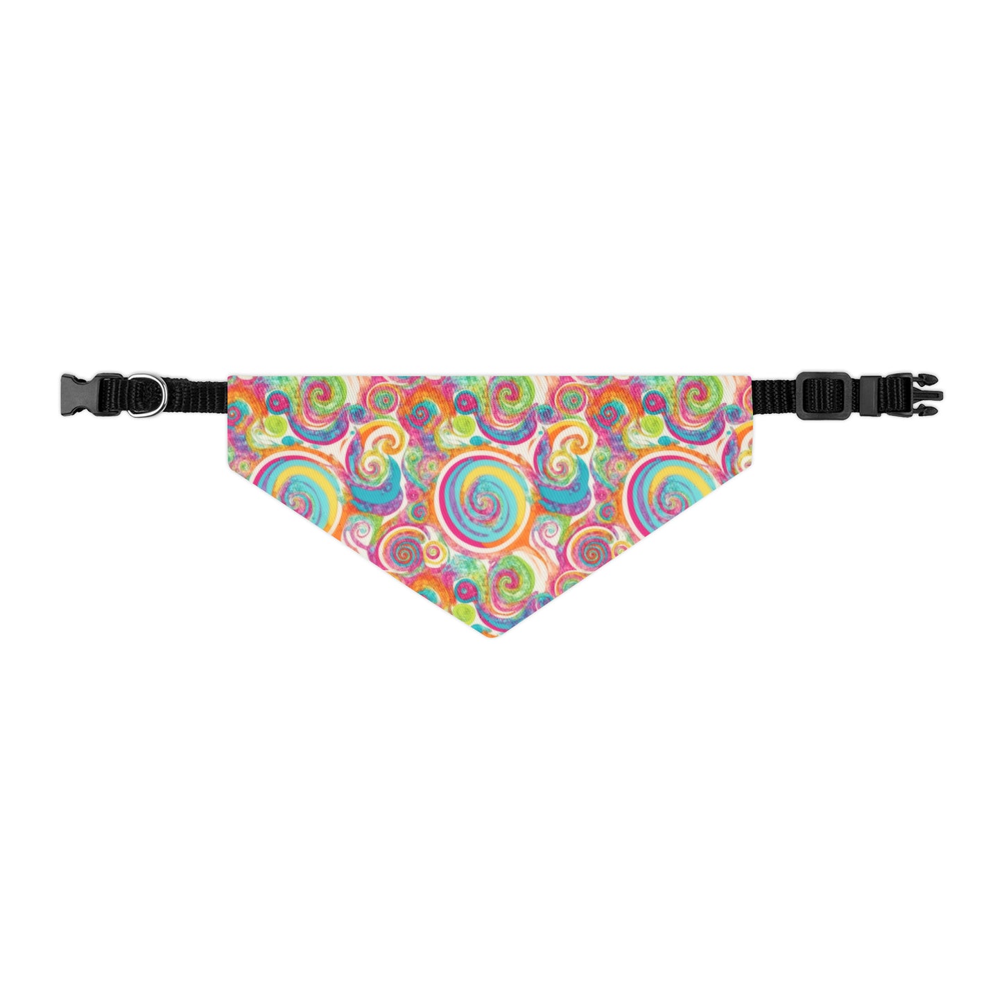 Bright & Colorful Lollypop Swirls Watercolor Pattern Pet Bandana Collar