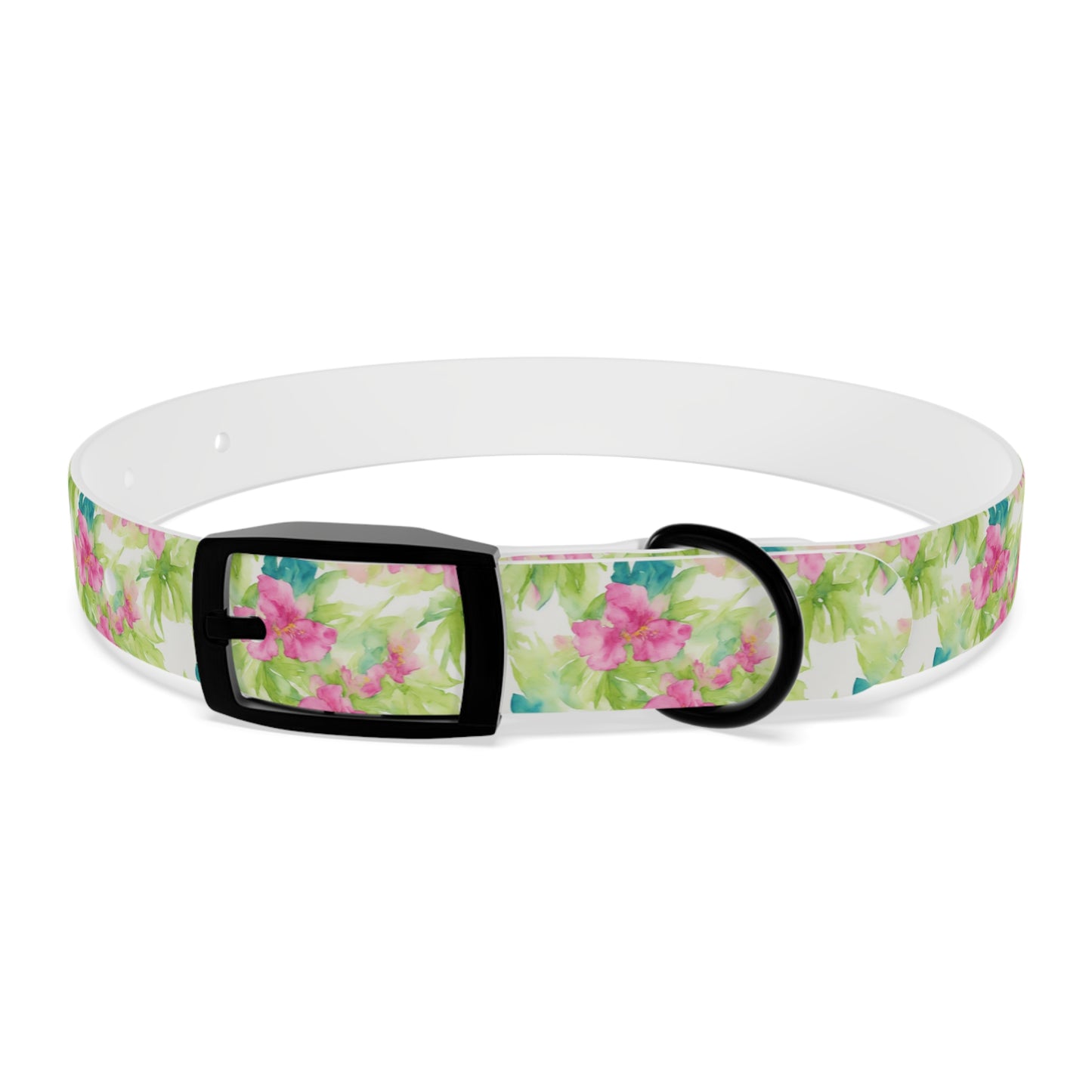 Tropical Floral Watercolor Pattern Dog Collar