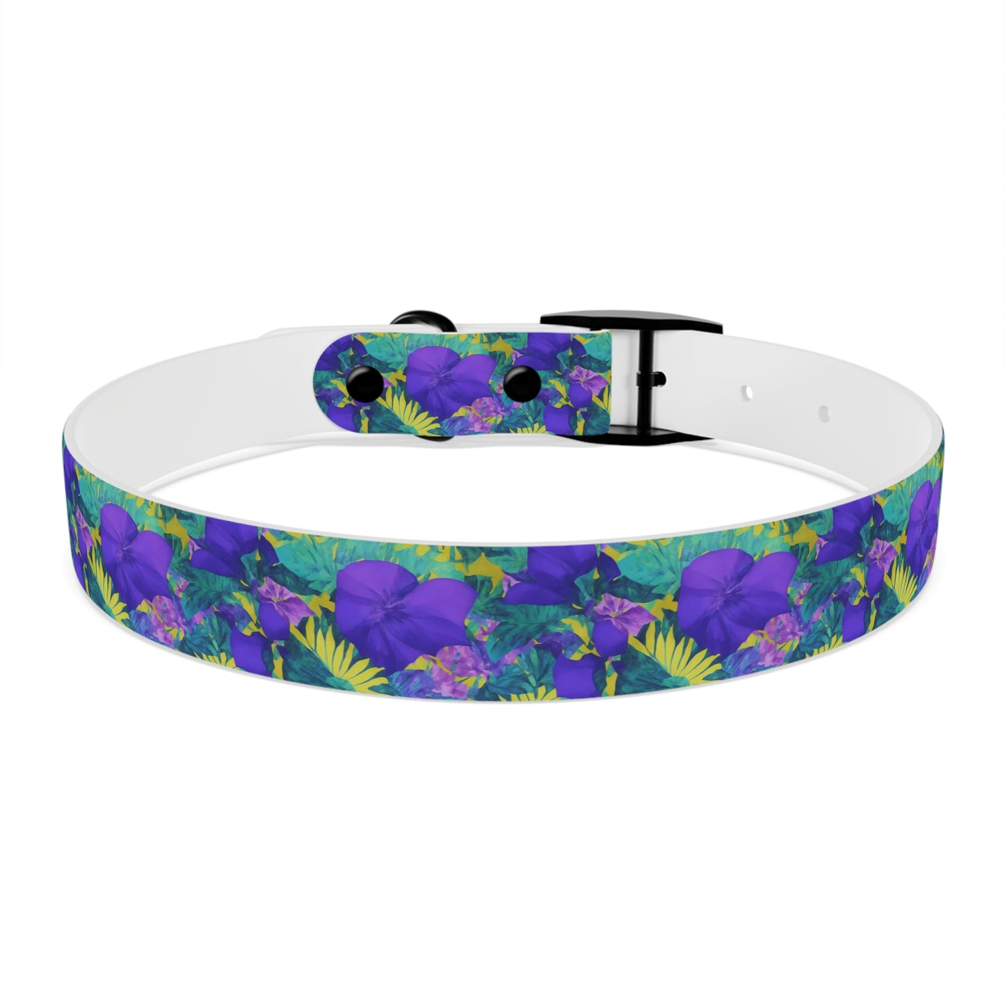 Lavender Flower Tropics Watercolor Pattern Dog Collar