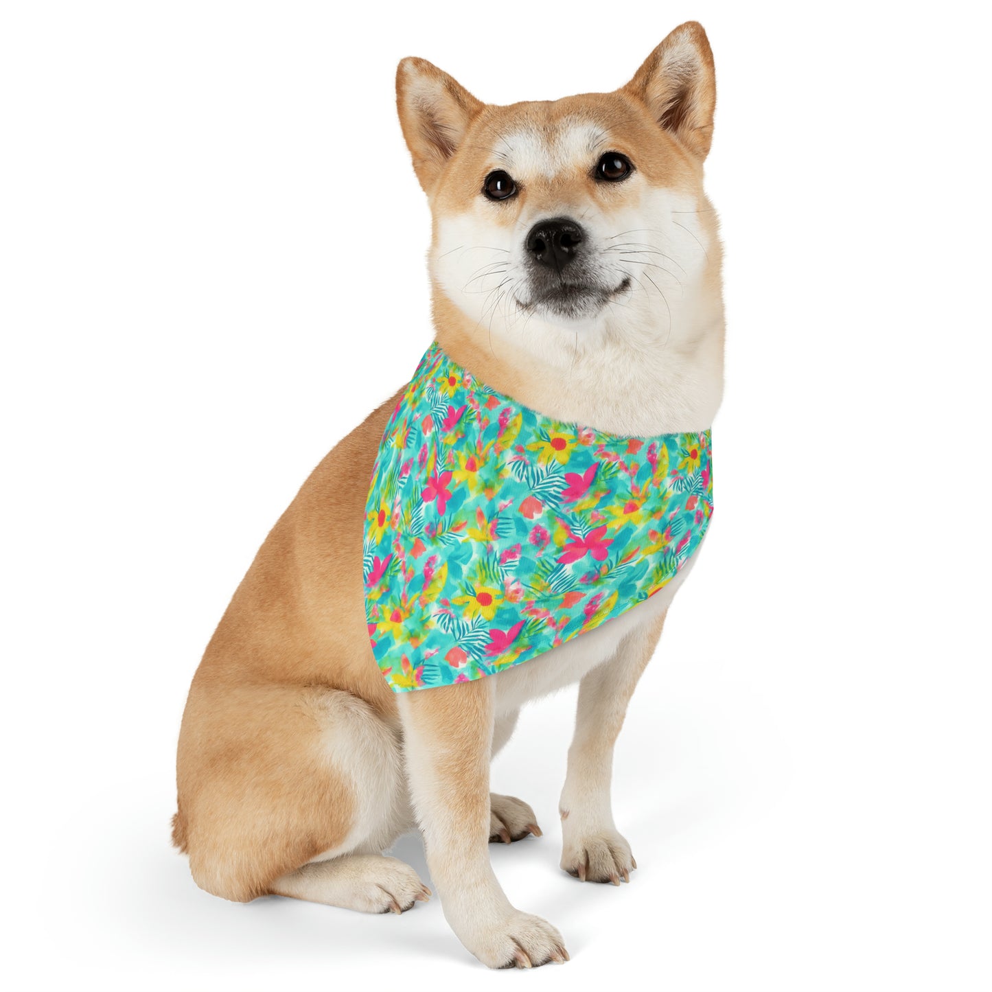 Bright Summer Vibes Watercolor Pattern Pet Bandana Collar