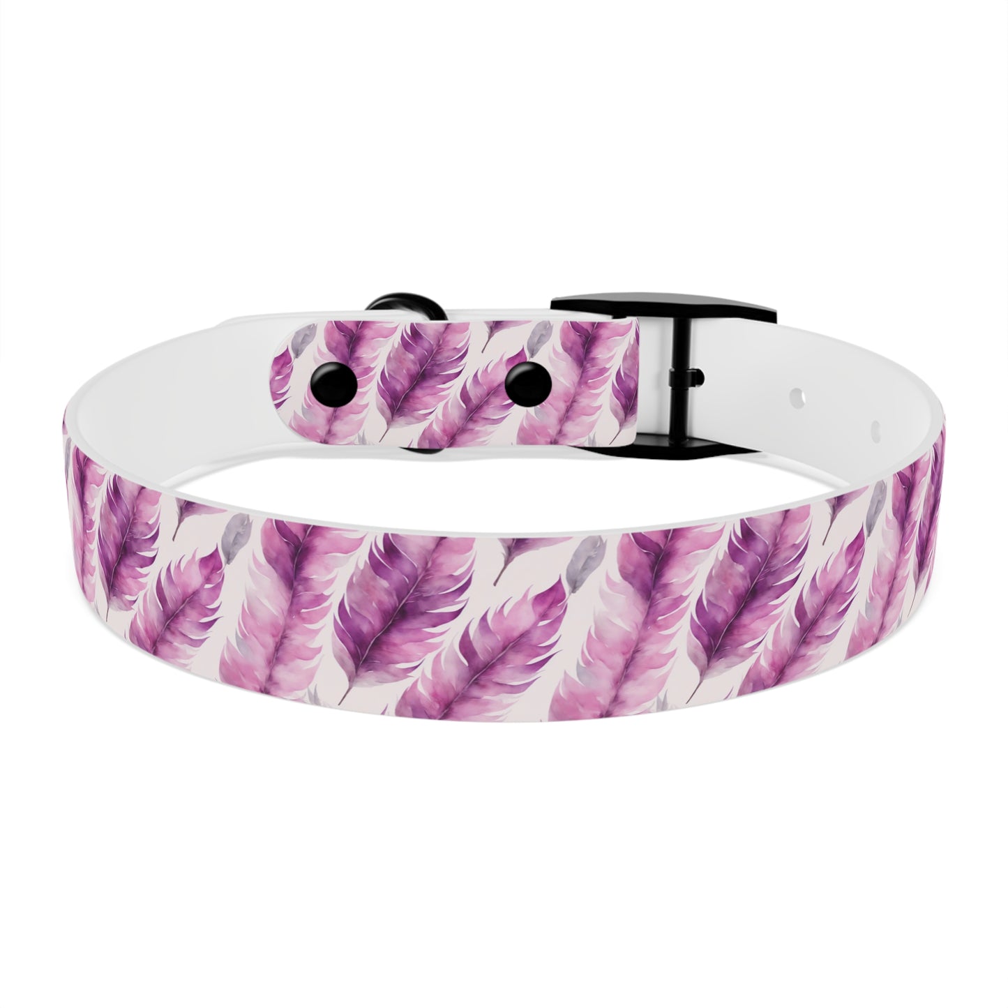 Purple Feather Watercolor Pattern Dog Collar