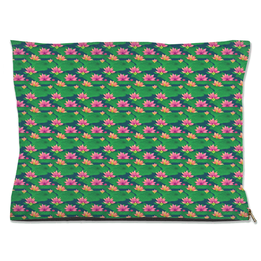 Hot Pink Lotus Flower Pattern Pet Bed