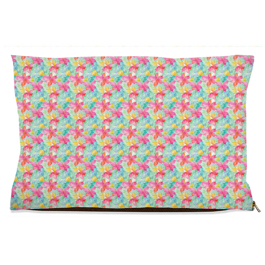 Pink Tropical Flower Watercolor Pattern Pet Bed