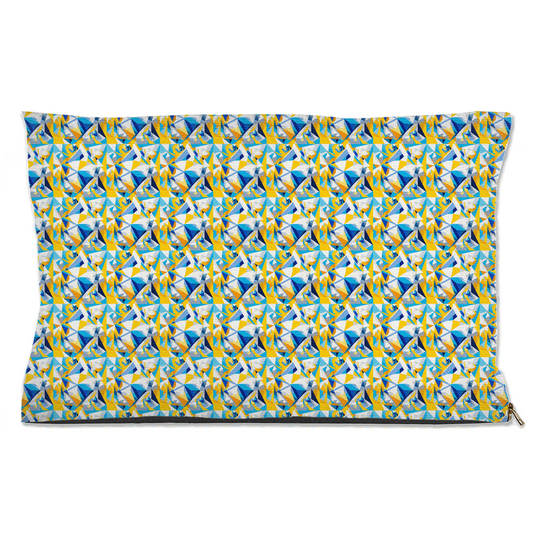 Blue & Yellow Geometric Polygon Pattern Pet Bed