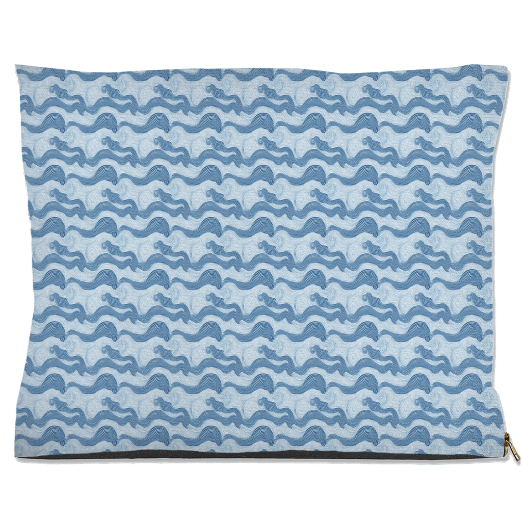 Shades of Blue Swirls & Waves Pattern Pet Bed