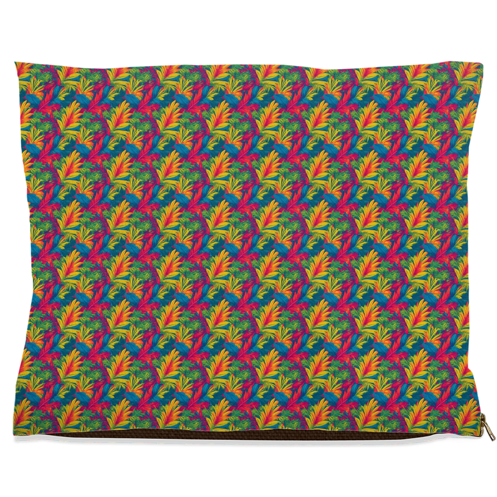 Vibrant Colorful Tropical Leaf Pattern Pet Bed