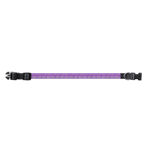 Purple & Gray Geometric Pattern Nylon Pet Collar