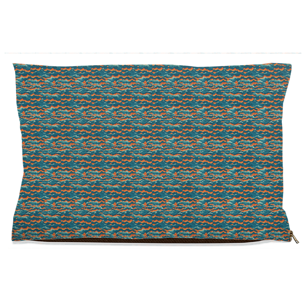 Orange & Blue Wave Pattern Pet Bed