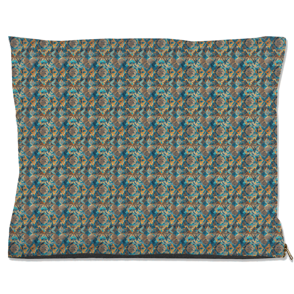 Gold & Teal Geometric Pattern Pet Bed
