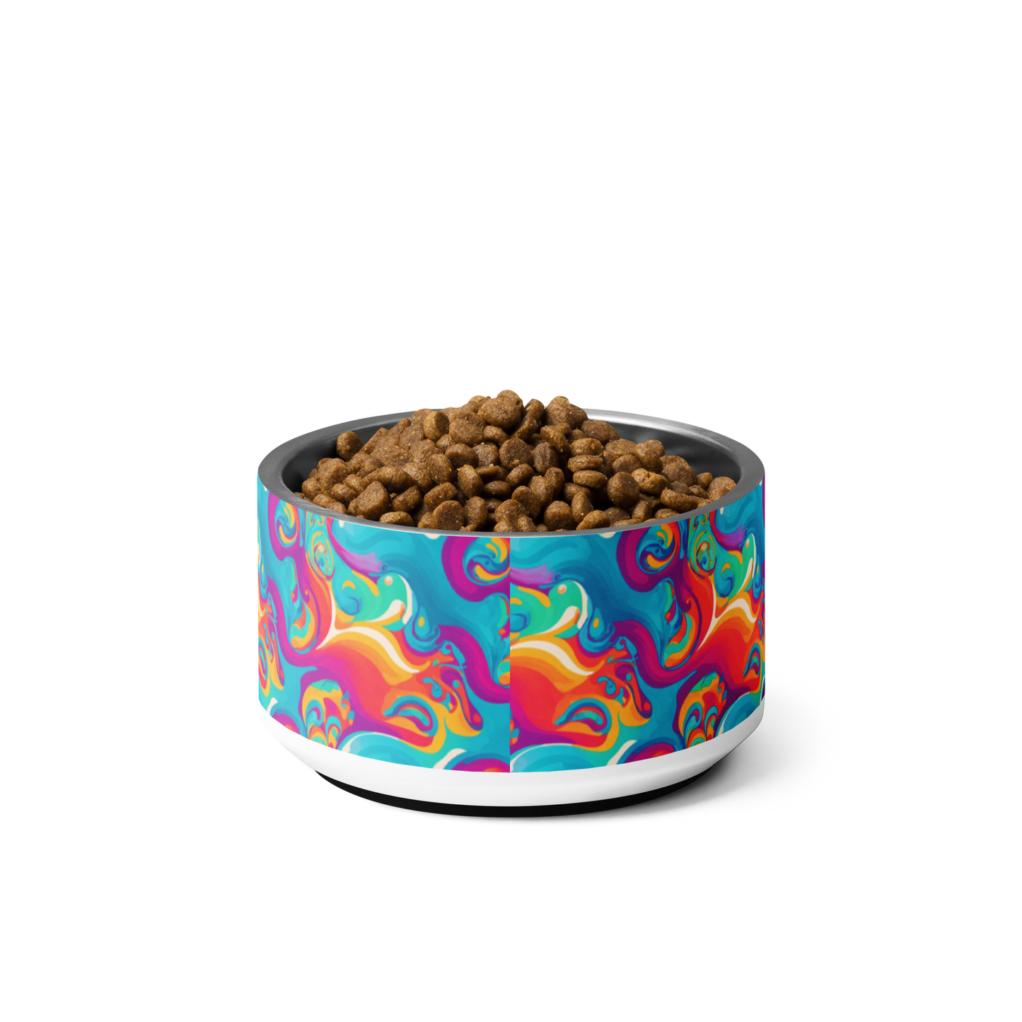 Vibrant Colorful Paint Swirls Pattern Pet bowl
