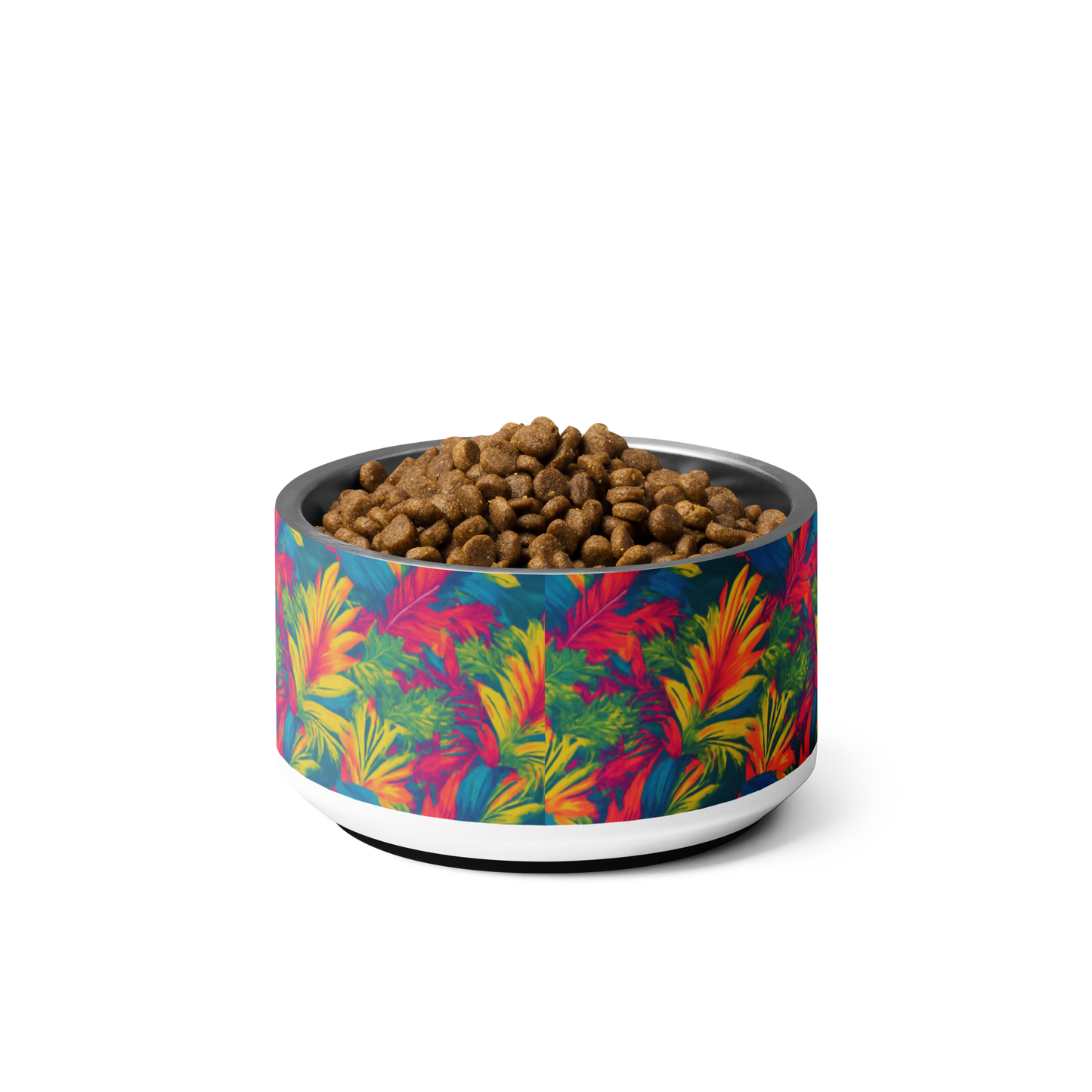 Vibrant Colorful Tropical Leaf Pattern Pet bowl