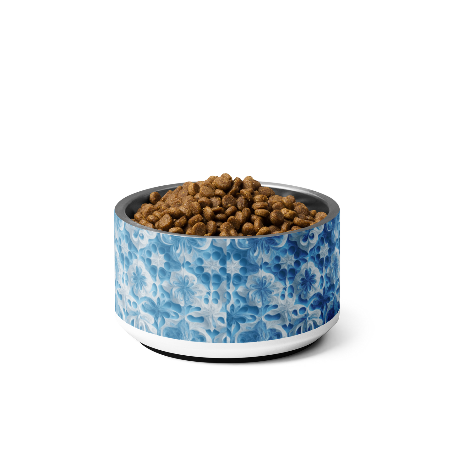 Blue & White Melting Flowers Pattern Pet bowl